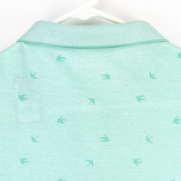 Primark Polo Men's 2XL Shirt Short Sleeve Cotton Mint Green Checks Birds NWT - Picture 10 of 11